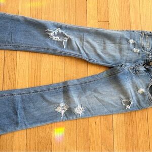 Roxy Light Blue Distressed Straight Leg Jeans